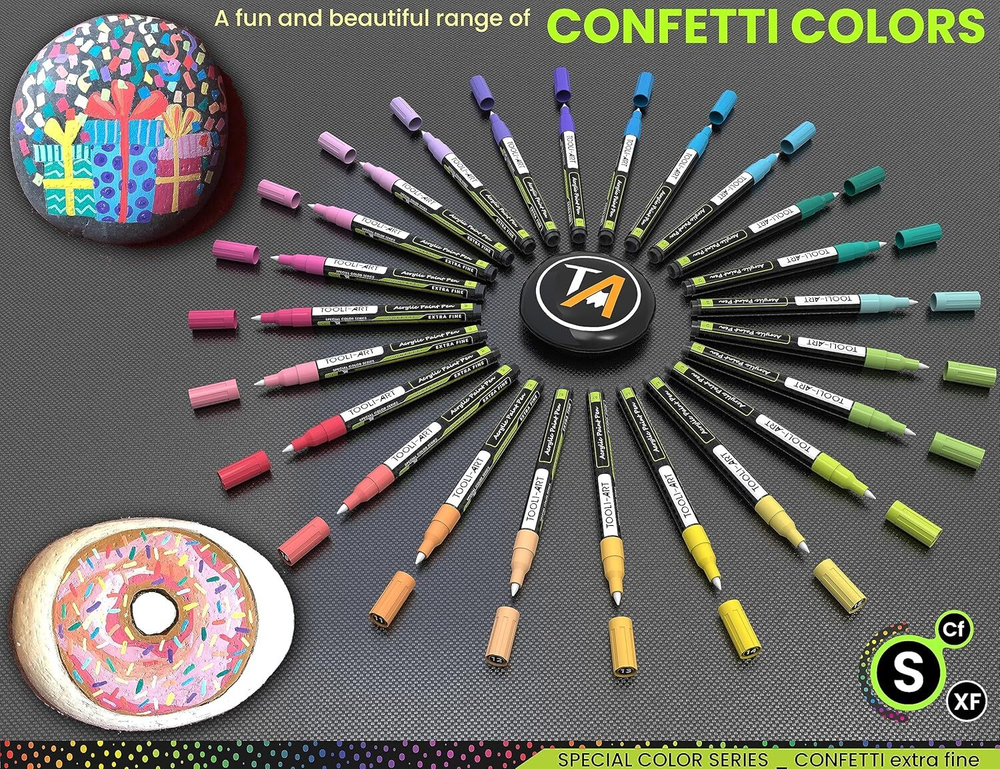 TOOLI-ART акриловые маркеры фломастеры, 24 шт., 0,7 мм Confetti