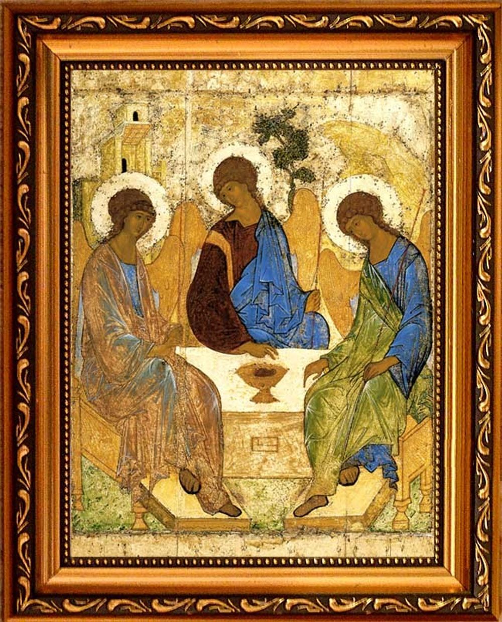 Святая Троица - копия иконы Андрея Рублева на холсте.