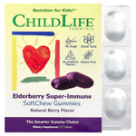 ChildLife Essentials, Super-Immune SoftChew Gummies, жевательные таблетки с бузиной для детей, со вкусом натуральных ягод, 27 таблеток