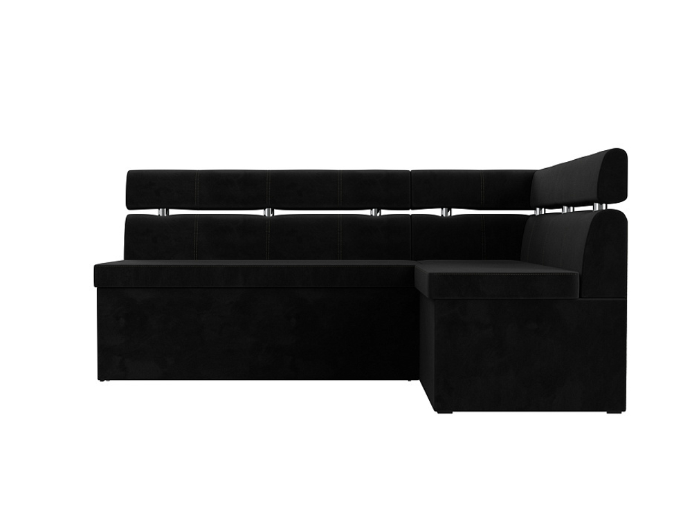 Диван кухонный угловой Классик правый угол, Черный, Велюр, 117982