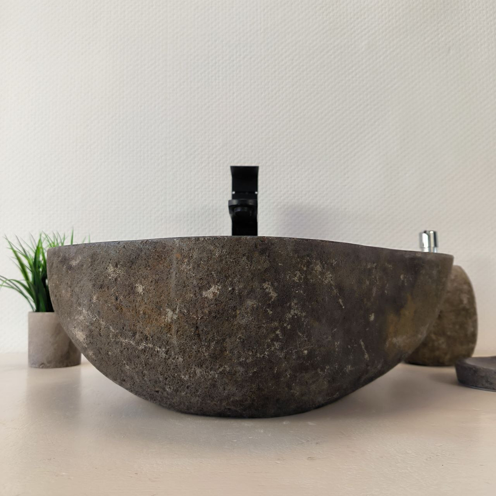 Раковина из речного камня RS-66014 48х38х15 из натурального камня