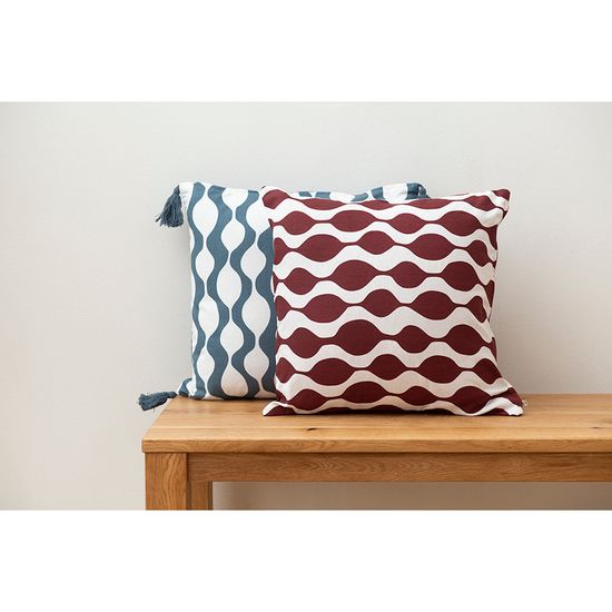 Чехол для подушки traffic с кисточками серо-синего цвета из коллекции cuts&pieces, 45х45 см