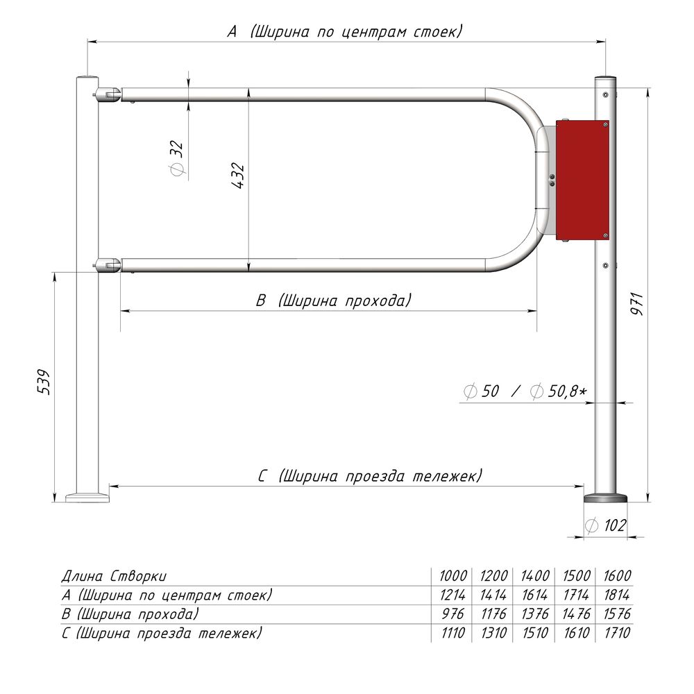 Комплект ограждения 3V c Э/М разблокировкой Антипаника 1,2 м