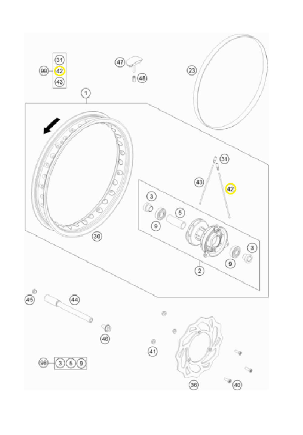 Спица переднего колеса 14 3X148 C.165° C.3,3 KTM SX-65, HQV TC-65, GASGAS MC-65