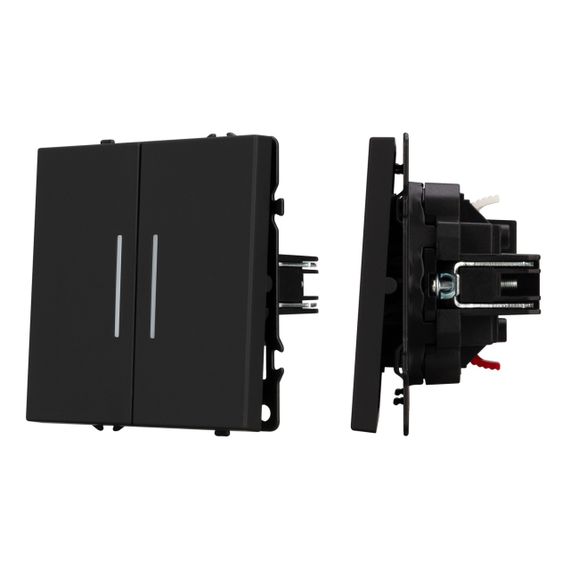 Механизм выключателя двухклавишный непроходной LED SWT-NOBE-MK02-SFPL-L-BK (230V, 10A) Arlight 054264