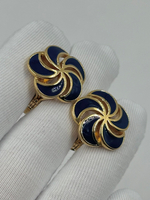 Клипсы с синей эмалью Monet