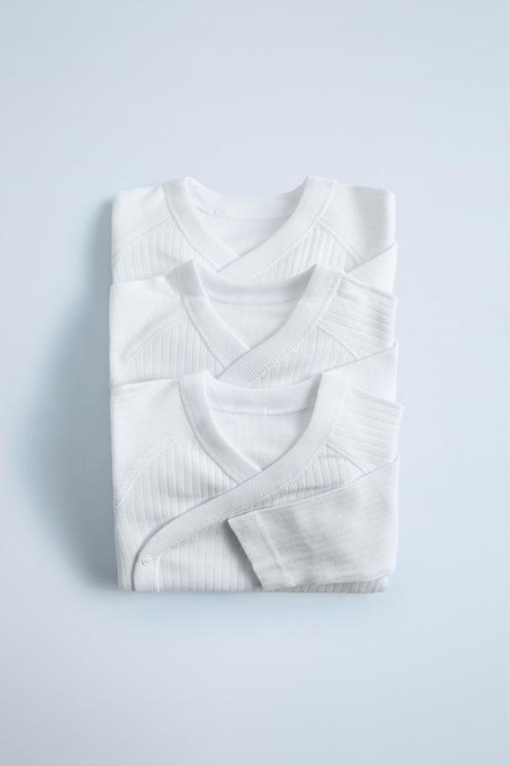 ZARA НАБОР ИЗ 3 БОДИ-КИМОНО С ДЛИННЫМИ РУКАВАМИ, БЕЛЫЙ