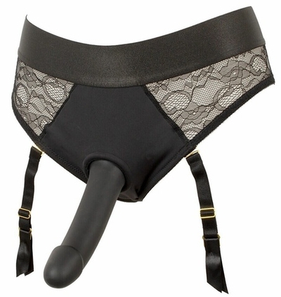 Черный женский страпон Strap-on Set: трусики и насадка (Цвет: черный)