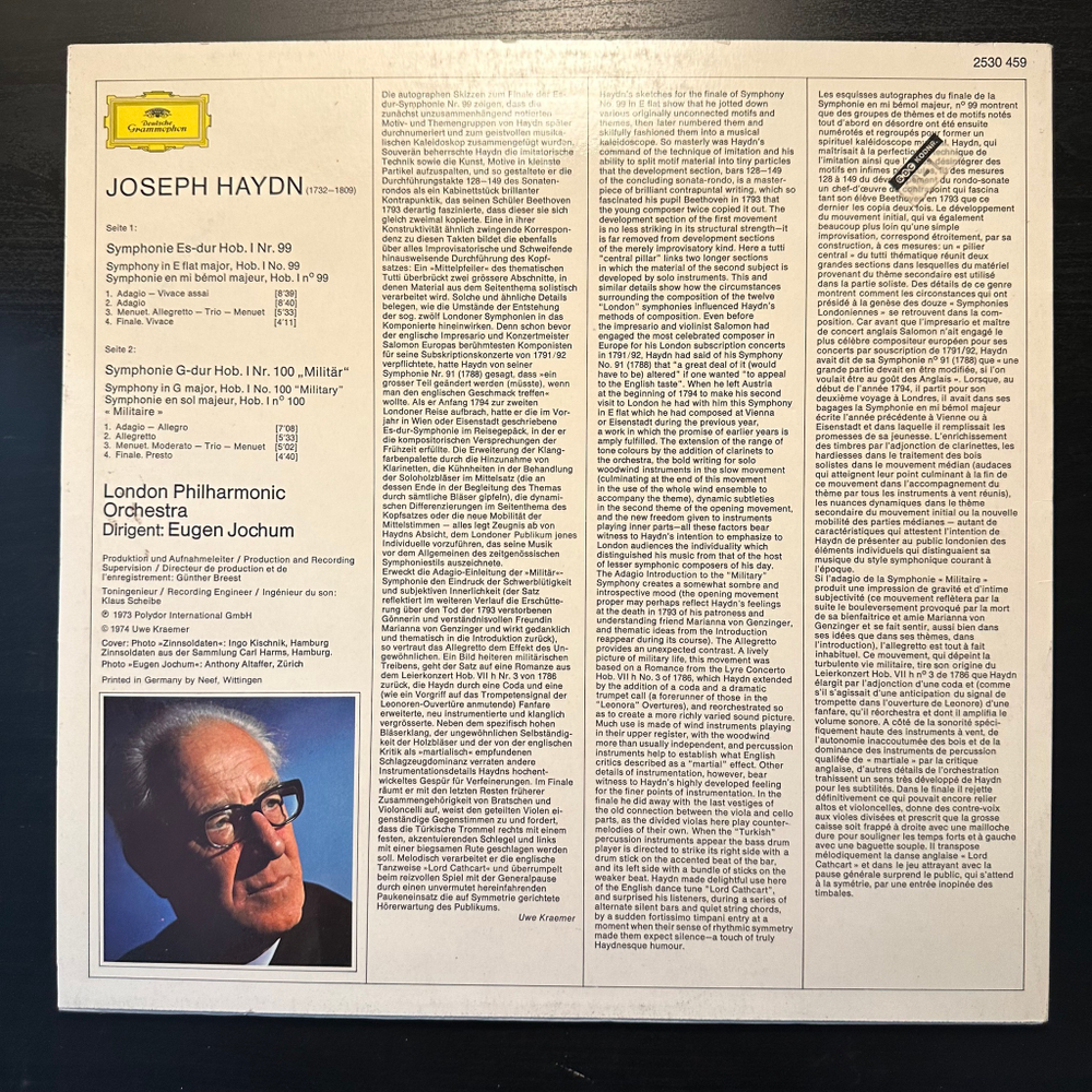 Гайдн - Симфонии № 99 № 100 Военная симфония (Германия 1975г.)