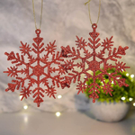Подвеска "Зимние снежинки" 2шт 9,5см, красные блестки