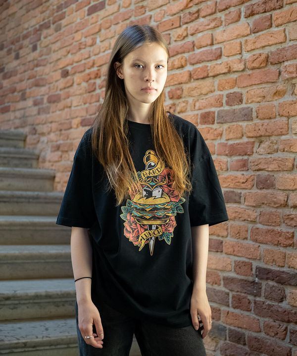 Футболка оверсайз Burger черная - фото 7