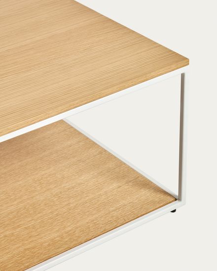 Yoana Журнальный столик из шпона дуба и белого металла 110 x 60 см