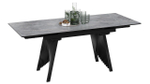 Стол кухонный обеденный раздвижной Черный муар/Керамика матовая черный мрамор 140(200)х85х78 см