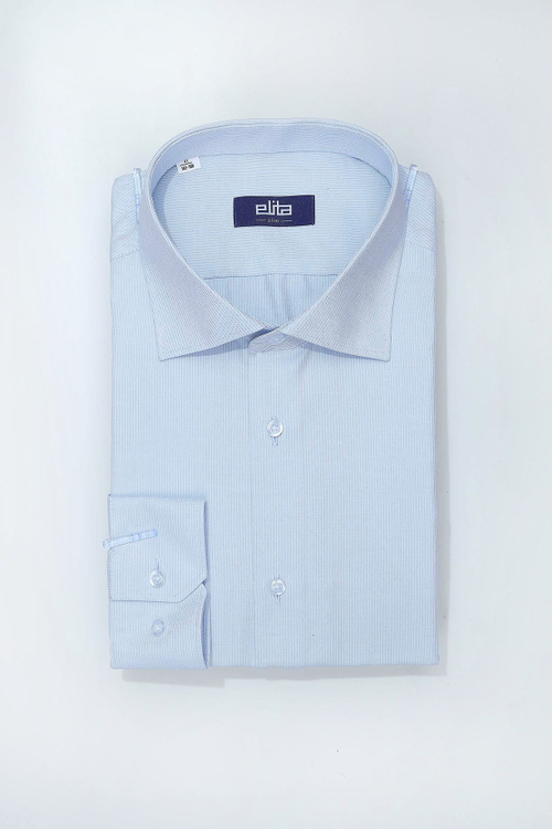 Сорочка мужская ELITA длинный рукав, цвет голубой, хлопок/пэ