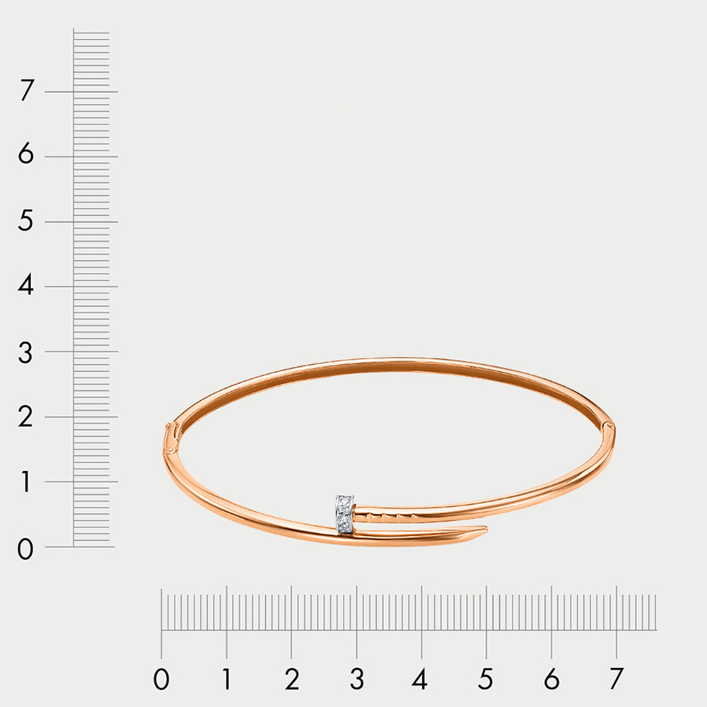 Браслет жесткий из розового золота 585 пробы с фианитами для женщин (арт. 7704940)