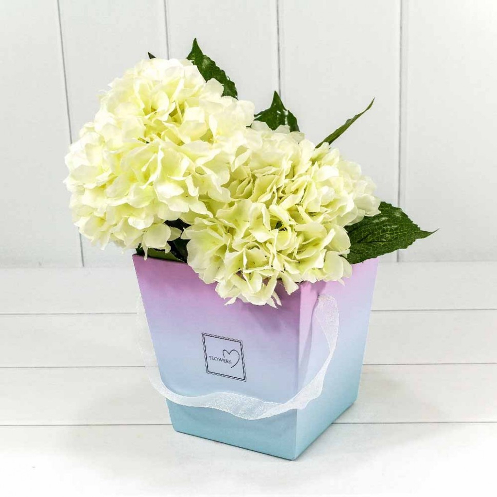 Коробка Ваза для цветов 17х17х18 см "Flower" с ручками (Розовый, Голубой)