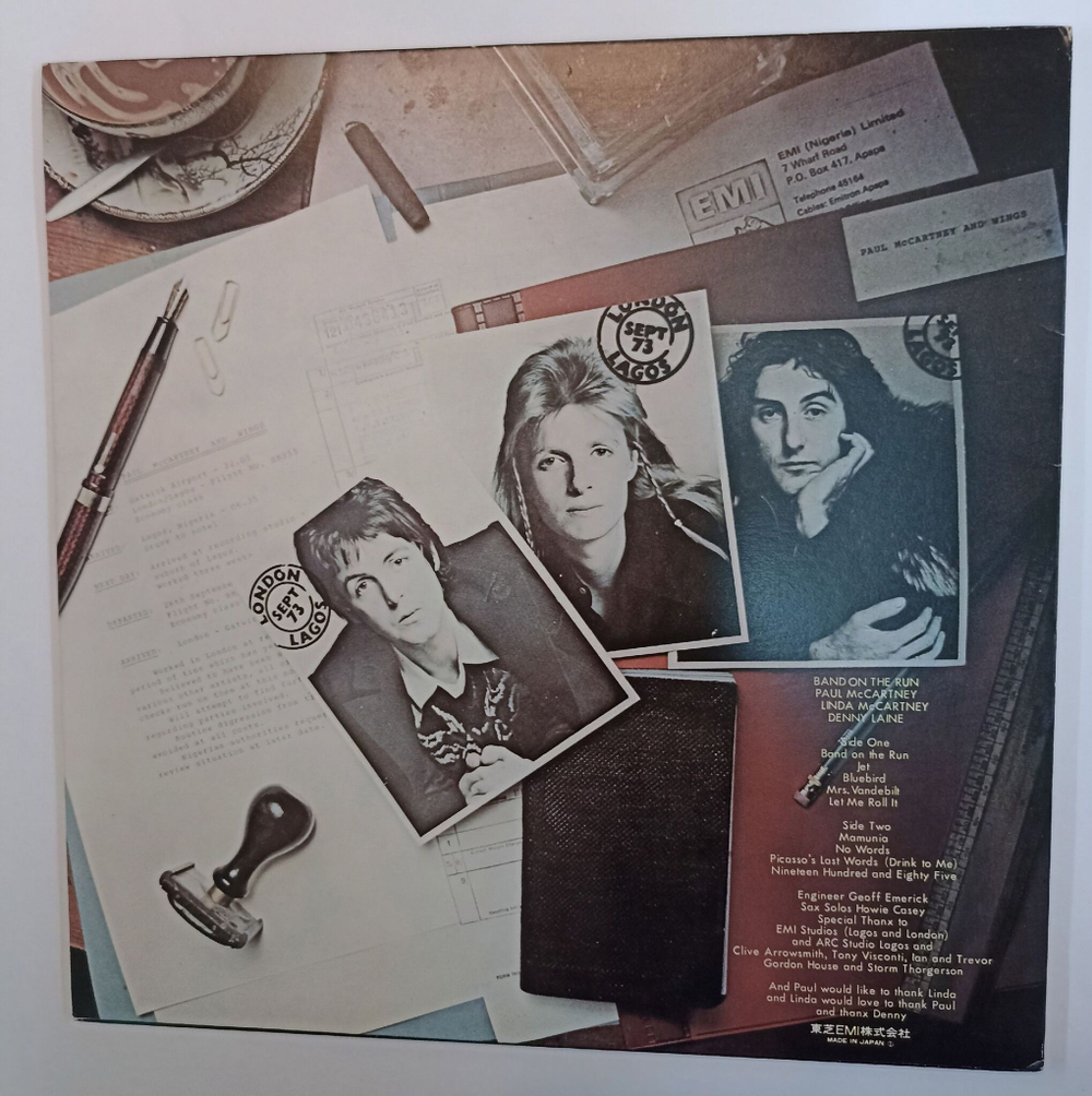 Винтажная виниловая пластинка Paul McCartney And Wings Band On The Run (No OBI) (Japan 1975)