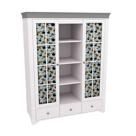 Шкаф с 2-мя стеклянными дверями и полками «Бейли» белый воск/антрацит