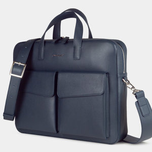 Сумка для ноутбука и документов Bocage Business из гладкой кожи теленка, синего цвета
