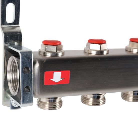 Коллектор Rommer 1"x3/4" на 5 контуров с запорными клапанами (нерж. сталь) RMS-3201-000005