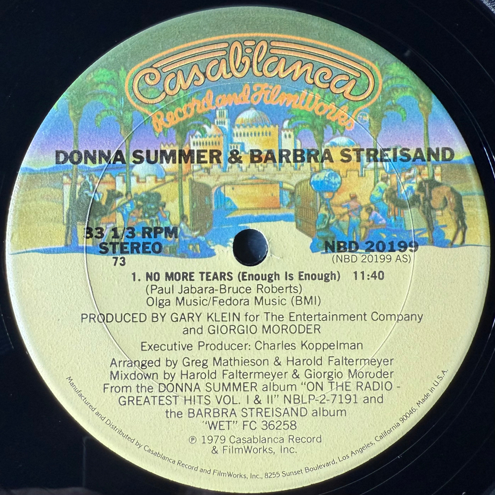 Donna Summer & Barbra Streisand ‎– No More Tears (США 1979г.) Single