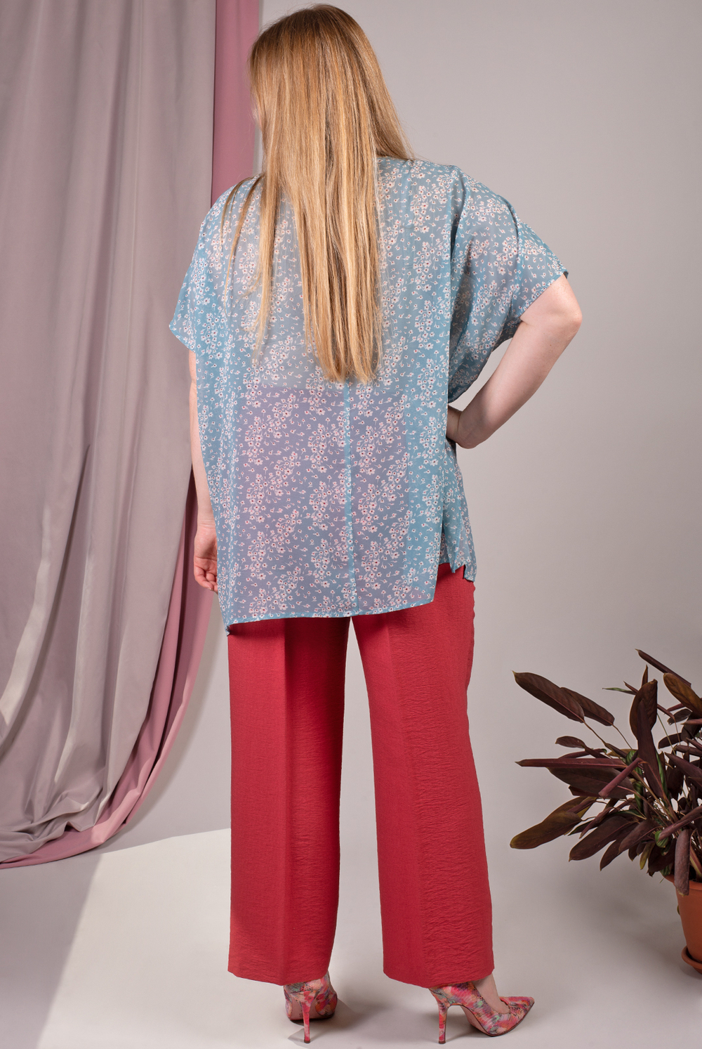 Блузка 3292зе, Цветы #284Цвб093292зе