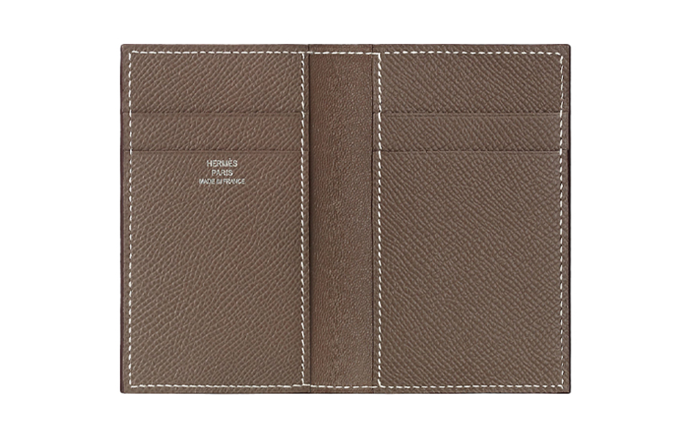 HERMES MC² Euclide 4 Card Slots Epsom Calfskin Card Holder Men"s Elephant Gray