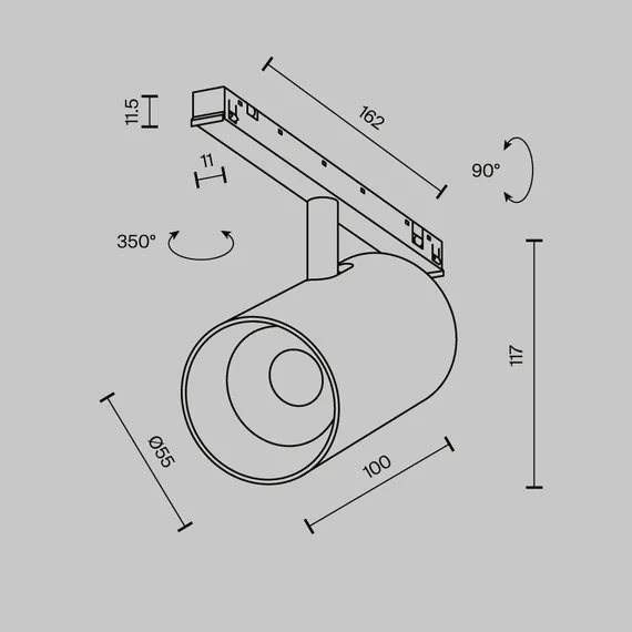 Трековый светильник Technical TR243-4-12WTW-DD2-B