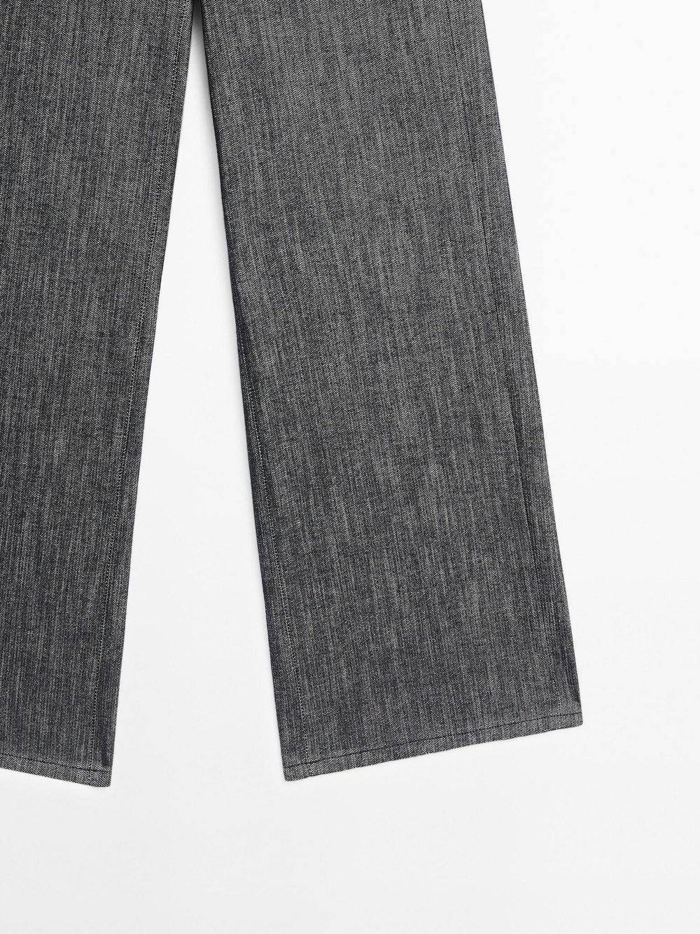 Massimo Dutti Широкие брюки со средней посадкой, серо-синий