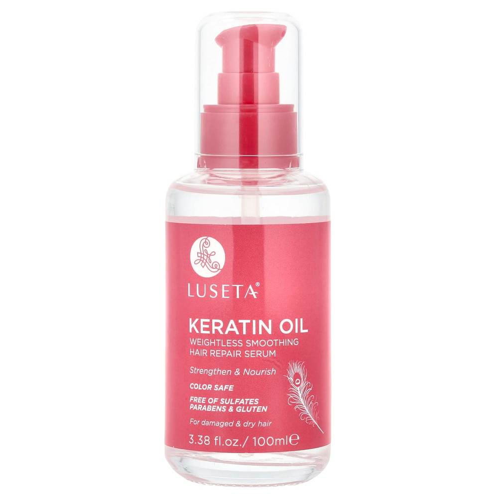 Luseta Beauty, Keratin Oil, легкая разглаживающая сыворотка для восстановления волос, 100 мл (3,38 жидк. унции)