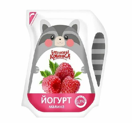 Йогурт с фрукт.наполнителем "МАЛИНА" 2,5% 200гр 1/24 Ecolean Air (ТМ "Бабушкина крынка")