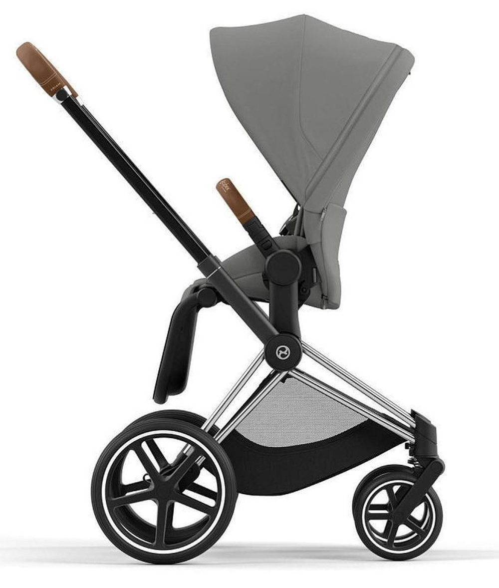 Коляска Cybex Priam IV Chrome Brown complete Aton B2 Steel Grey Base One 4 в 1 Mirage Grey