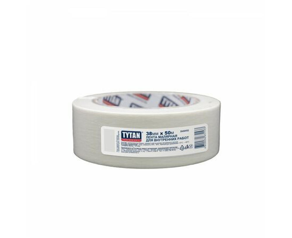 Малярная лента Tytan 38 мм x 50 м, бумажная основа, белая, арт. 115330
