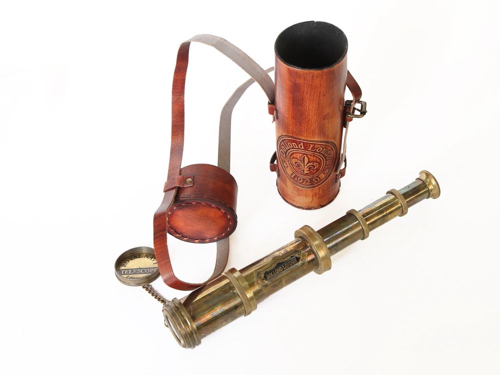 Nautical Подзорная труба в кожаном футляре