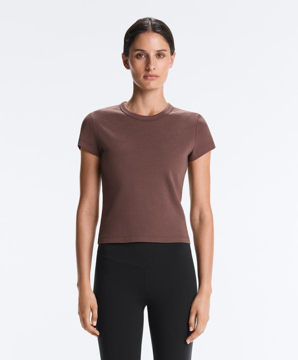 Oysho Футболка Rib Fit из смесового хлопка, коричневый