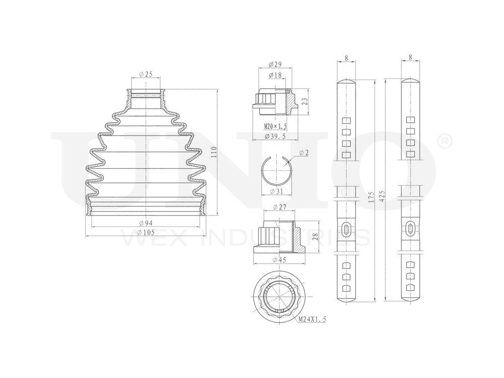 Пыльник ШРУСа (к-т) UNIO DUC-30105K