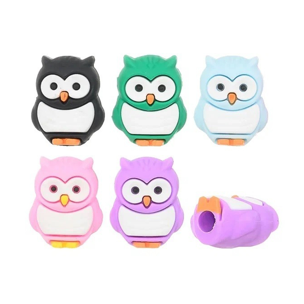 Ластик насадка на карандаш Basir, фигурный, серия "Сова", объемный цветной корпус в виде сов