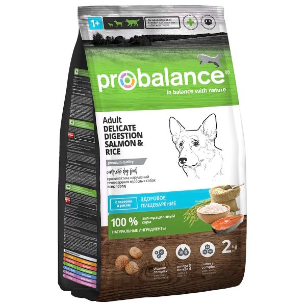 Сухой корм ProBalance Delicate Digestion для взрослых собак с лососем и рисом, при нарушении пищеварения