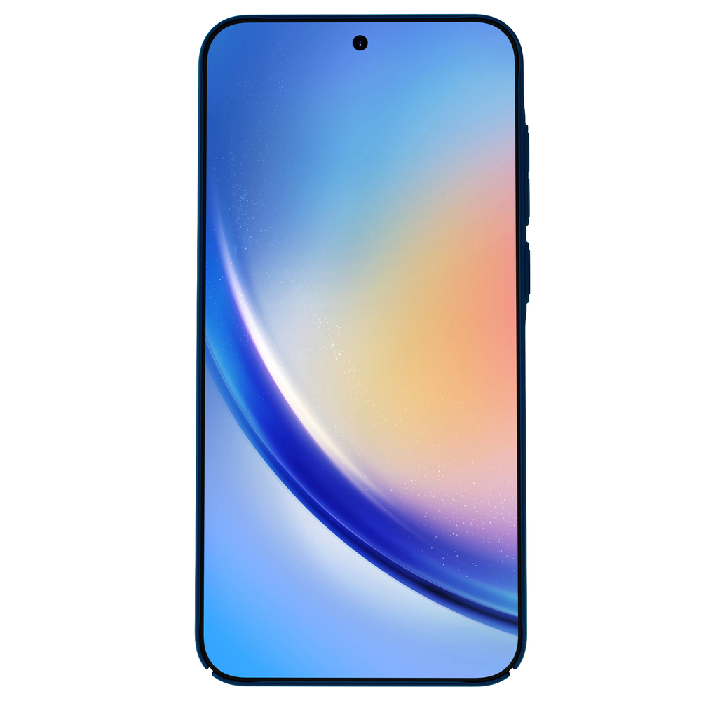 Тонкий чехол синего цвета (Peacock Blue) от Nillkin для смартфона Samsung Galaxy A35, серия Super Frosted Shield