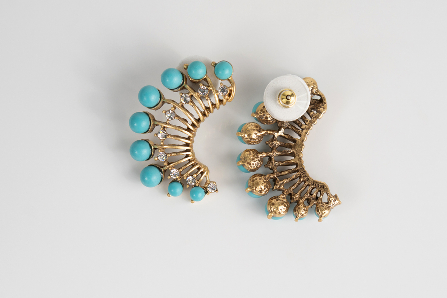Серьги-пусеты с бирюзовыми вставками