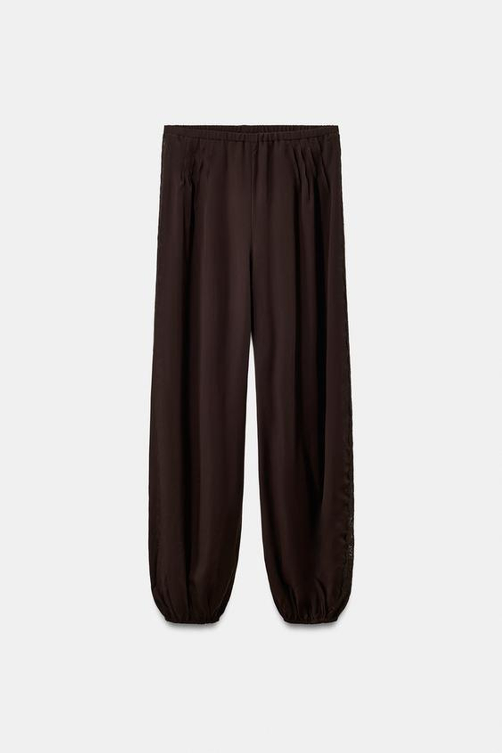 ZARA БРЮКИ-БОМБАШКИ ИЗ 100% ЛИОЦЕЛЛА, КОРИЧНЕВЫЙ