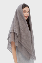 Оренбургский пуховый платок П2-125-03 серый