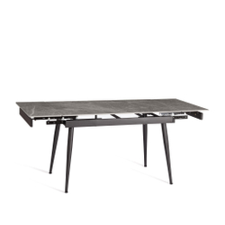 Стол обеденный Lord Grey/Лорд Грей столешница керамика (глянцевая) / опоры металл, серый/чёрный, (120+30+30)x80x75(+1) см