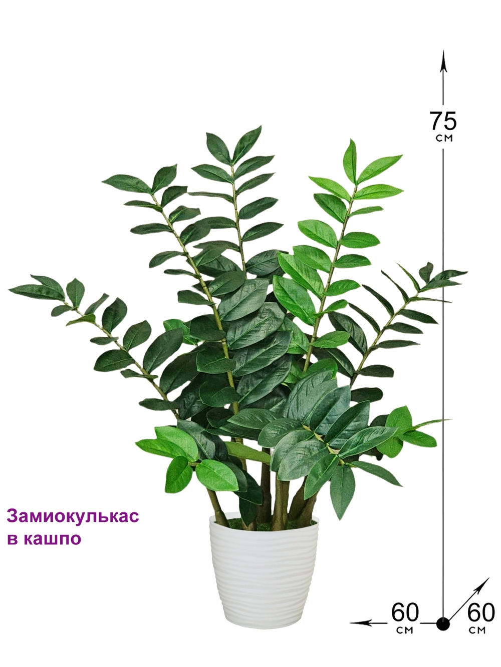 Искусственное растение Замиокулькас 75см в кашпо