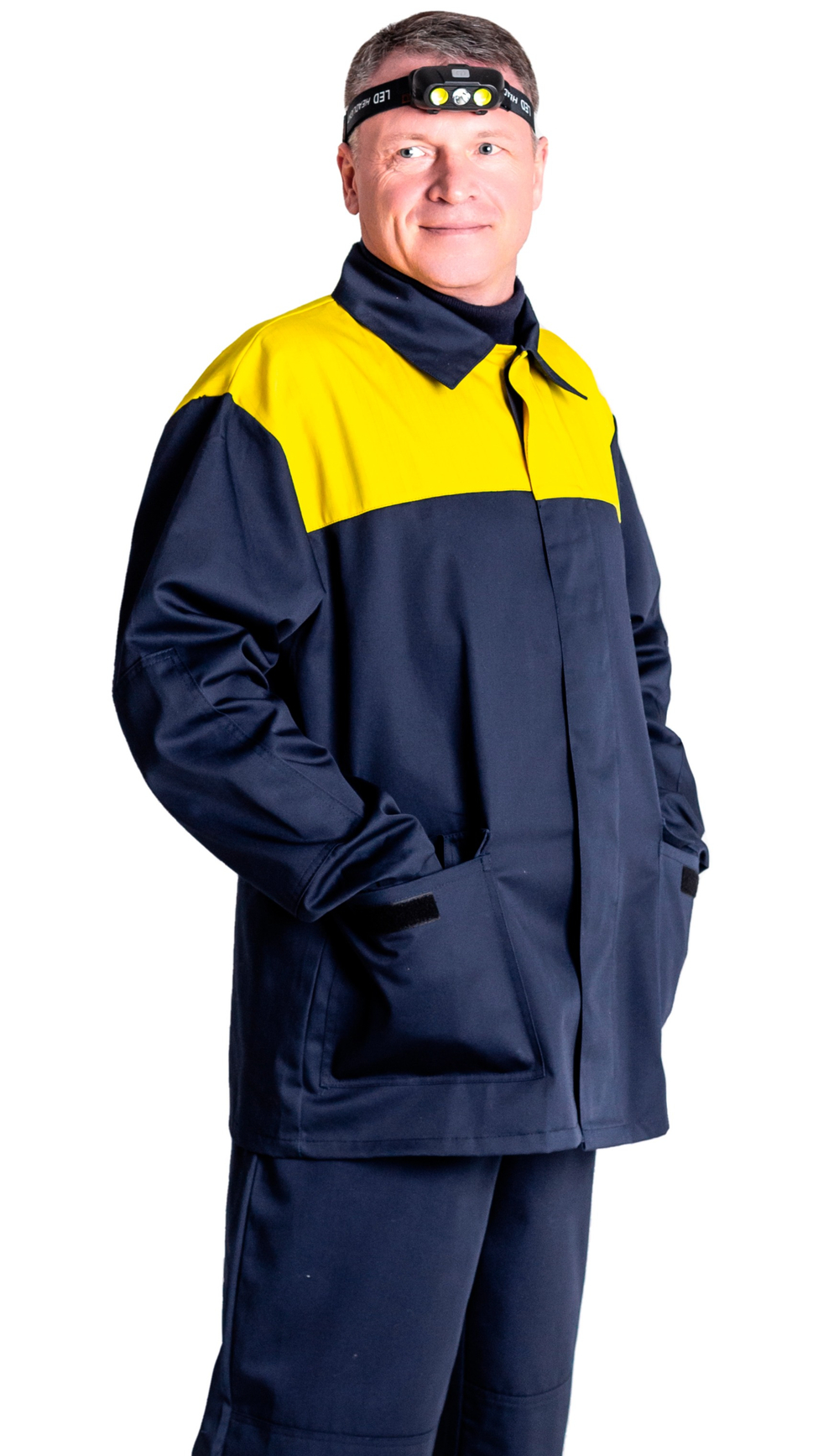 Костюм мужской летний «Свердлова» (куртка+брюки) цв.синий/жёлтый