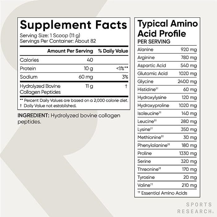 Collagen Peptides Unflavored, Коллаген без ароматизаторов, Sports Research (907 гр)