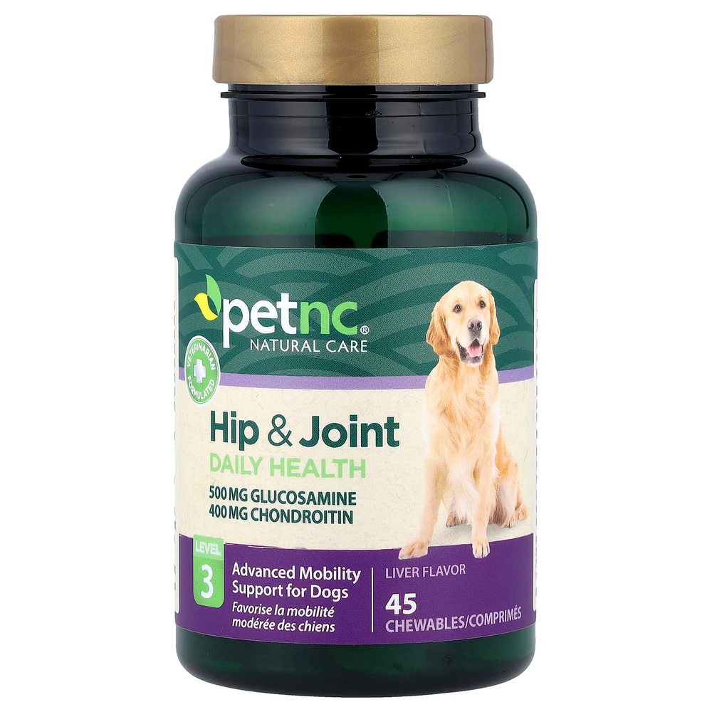 petnc NATURAL CARE, добавка для бедер и суставов, уровень 3, со вкусом печени, 45 жевательных таблеток
