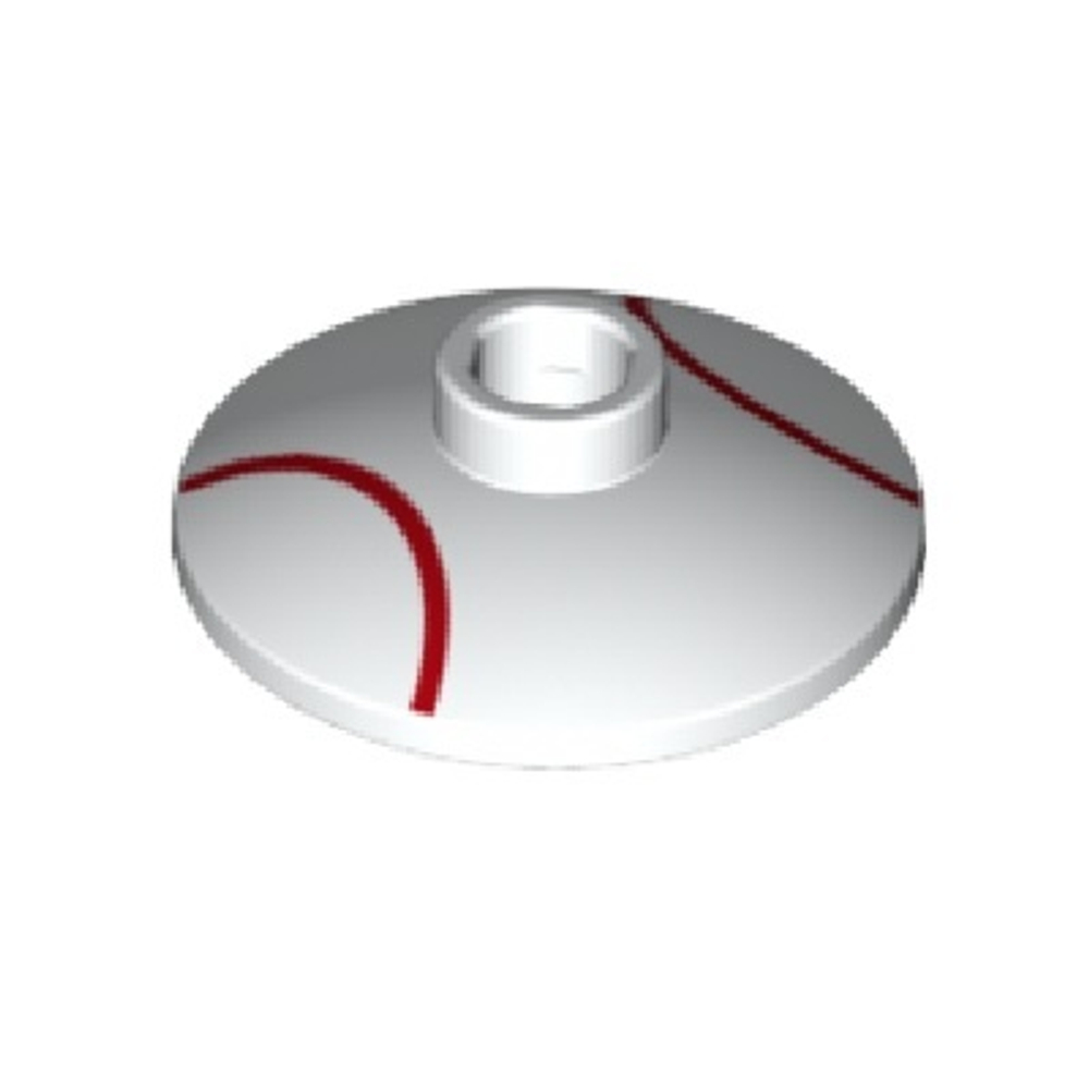 Перевернутая тарелка 2 x 2 (радар) с красными бейсбольными линиями  4740pb016