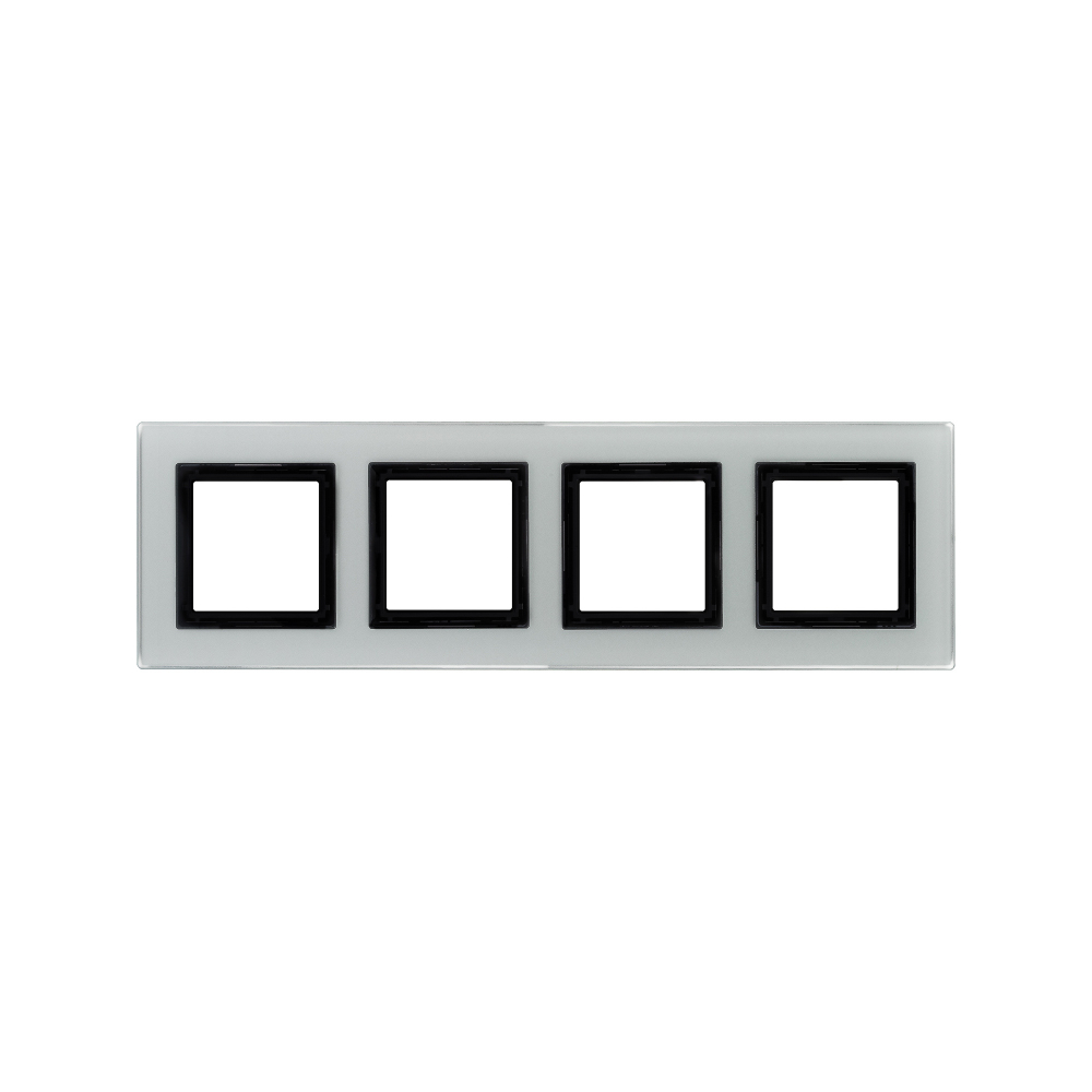 Рамка из натурального стекла, "Avanti", светло-серая, 4 поста (8 мод.)