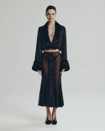 Пиджак с мехом из бисера